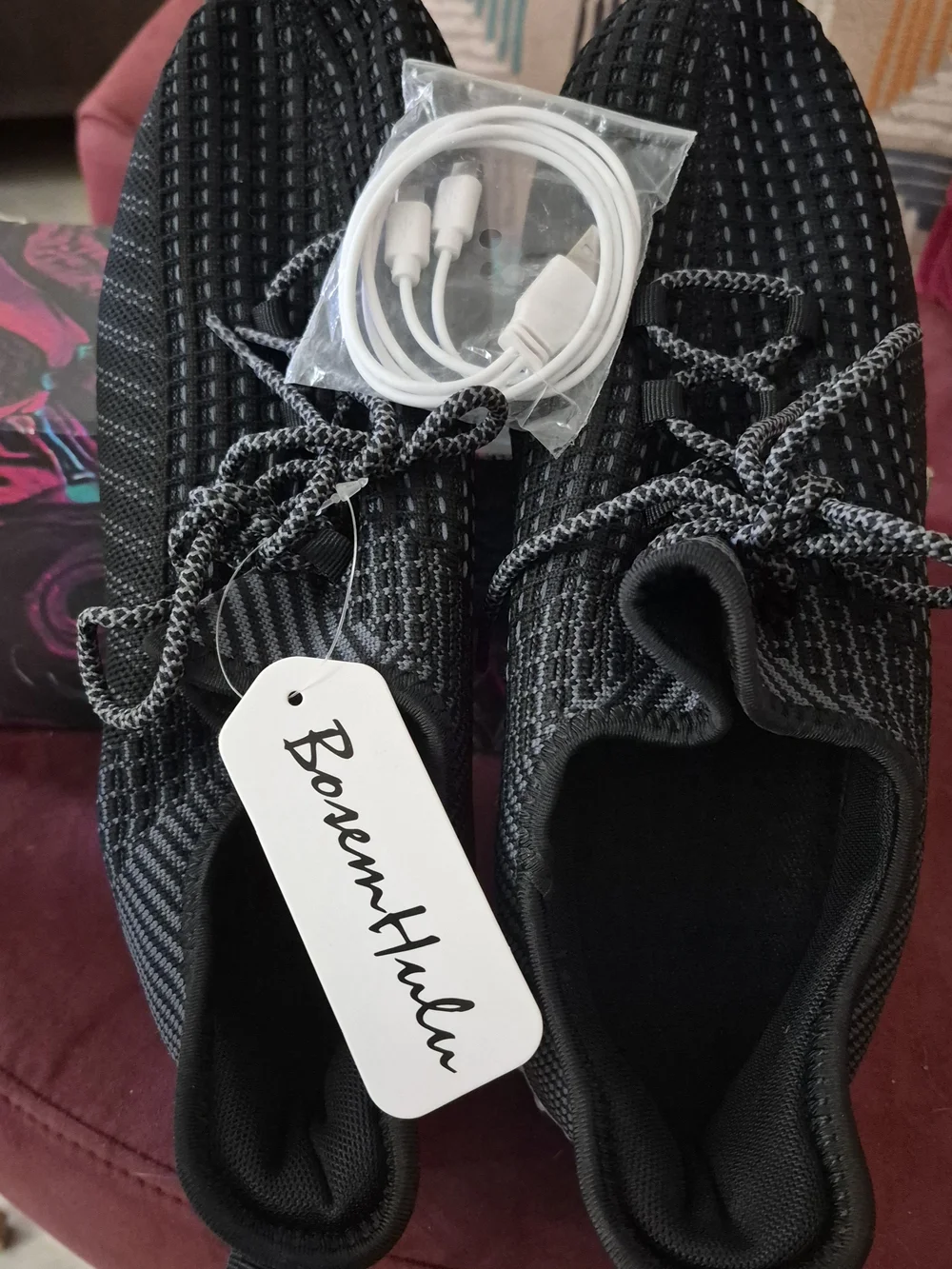 New -BosenHulu LED Light-Up Sneakers - Black Men's Size 10.5-11